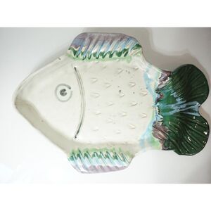 Mid-century modern style ceramic fish serving dish or bowl large 16in long